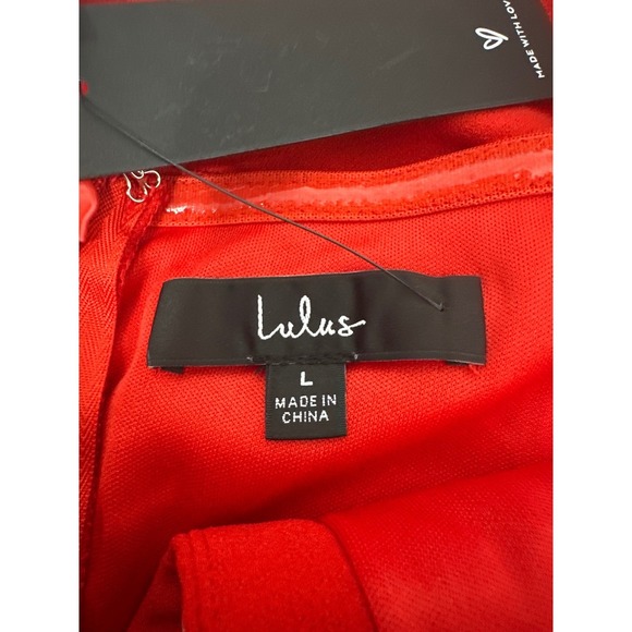 NWT Lulus Embellished V Neck Spaghetti Strap Red Formal Rhinestone Size L - Picture 11 of 12